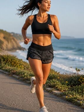 Lululemon Black Printed Performance Shorts Size 6 Running Hotty Hot Shorts